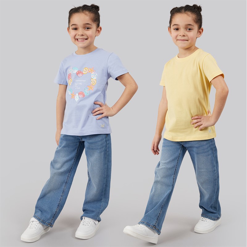 Crew Clothing Girls Two Pack T-Shirts Blue Heron/Mellow Yellow Blue Heron + Mellow Yellow