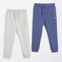 Crew Clothing Boys Two Pack Joggers Greymarl/Blue Indigo