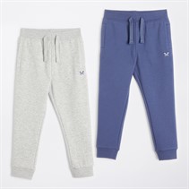 Crew Clothing Boys Two Pack Joggers Greymarl/Blue Indigo