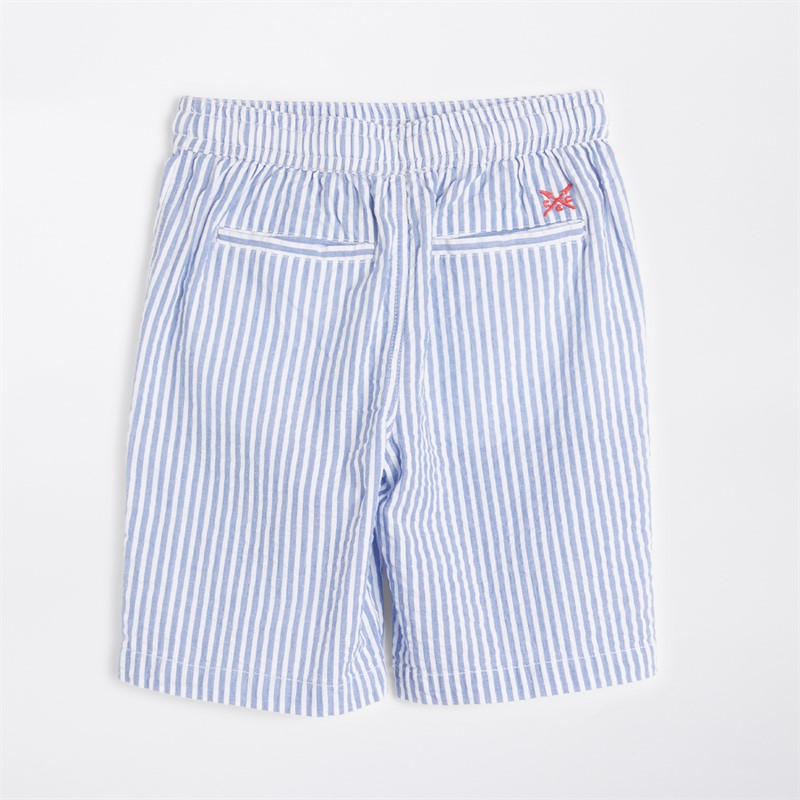 Crew Clothing Boys Searsucker Stripe Shorts Dutch Blue/Snow White Dutch Blue + Snow White