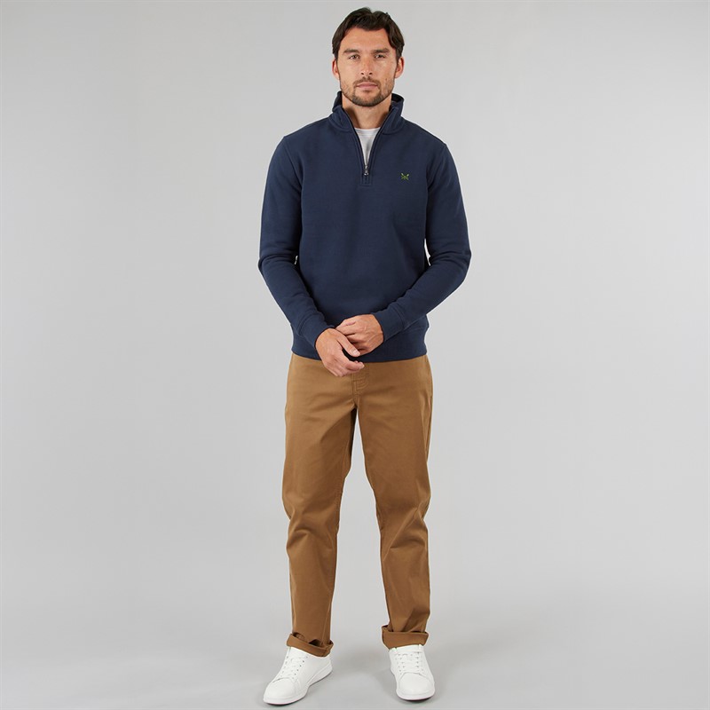 Crew Clothing Mens 1/2 Zip Solid Sweatshirt Navy/Green