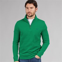 Crew Clothing Mens French Rib 1/2 Zip Sweatshirt Pine Green