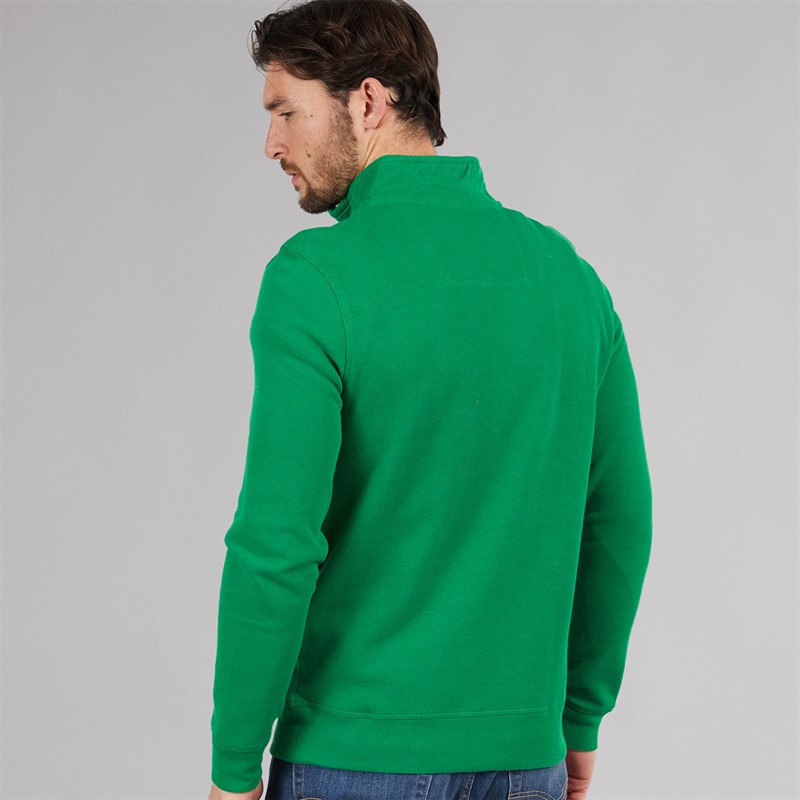 Crew Clothing Mens French Rib 1/2 Zip Sweatshirt Pine Green