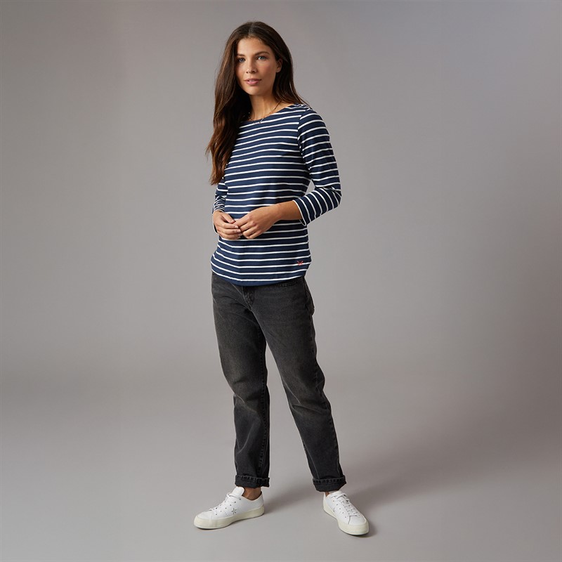 Crew Clothing Womens Breton Long Sleeve Stripe Top Navy/White