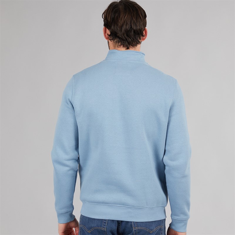 Crew Clothing Mens 1/2 Zip Sweatshirt Faded Denim/Yellow