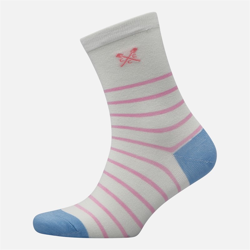 Crew Clothing Womens Three Pack Stripe Heart Socks Pinkblue