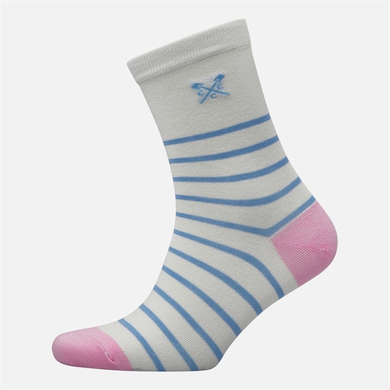 Crew Clothing Womens Three Pack Stripe Heart Socks Pinkblue