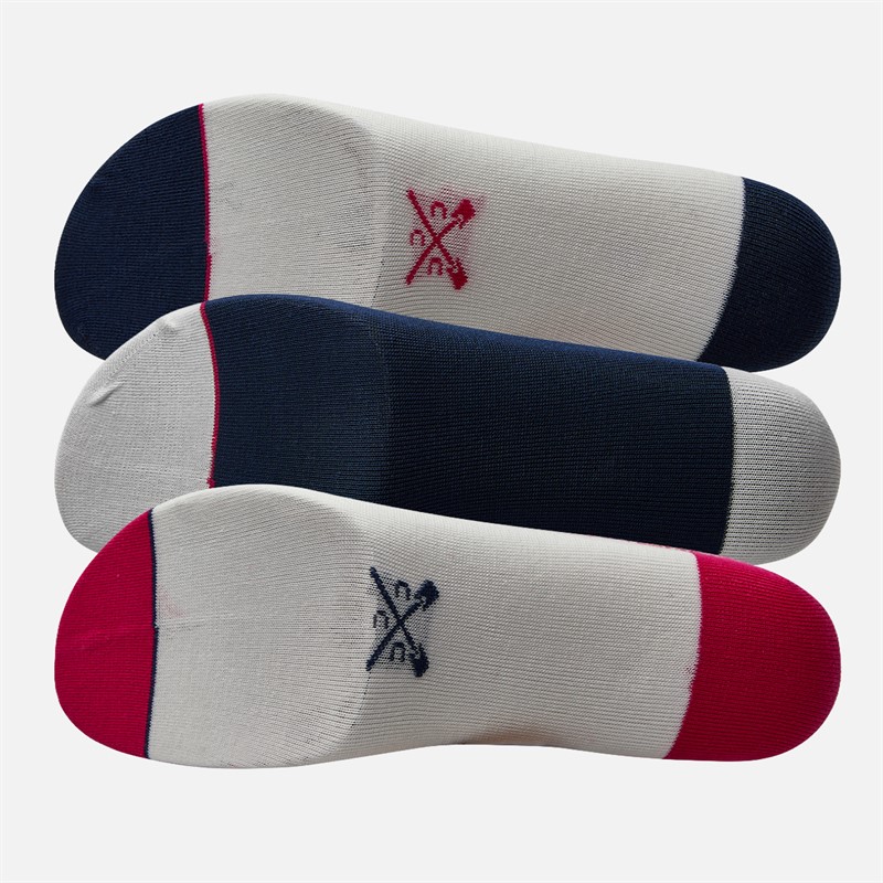 Crew Clothing Womens Three Pack Lobster Socks Navy/Red/Cream Nvyredcrm