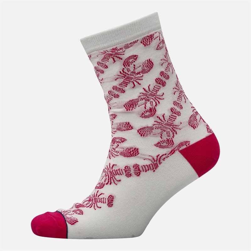 Crew Clothing Womens Three Pack Lobster Socks Navy/Red/Cream Nvyredcrm