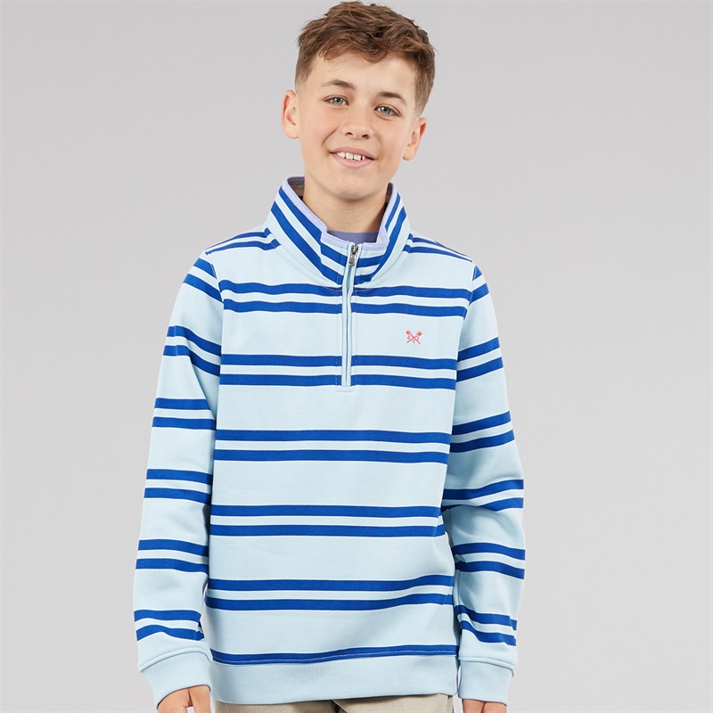 Crew Clothing Boys Half Zip Sweatshirt Blue Multi Bluemulti
