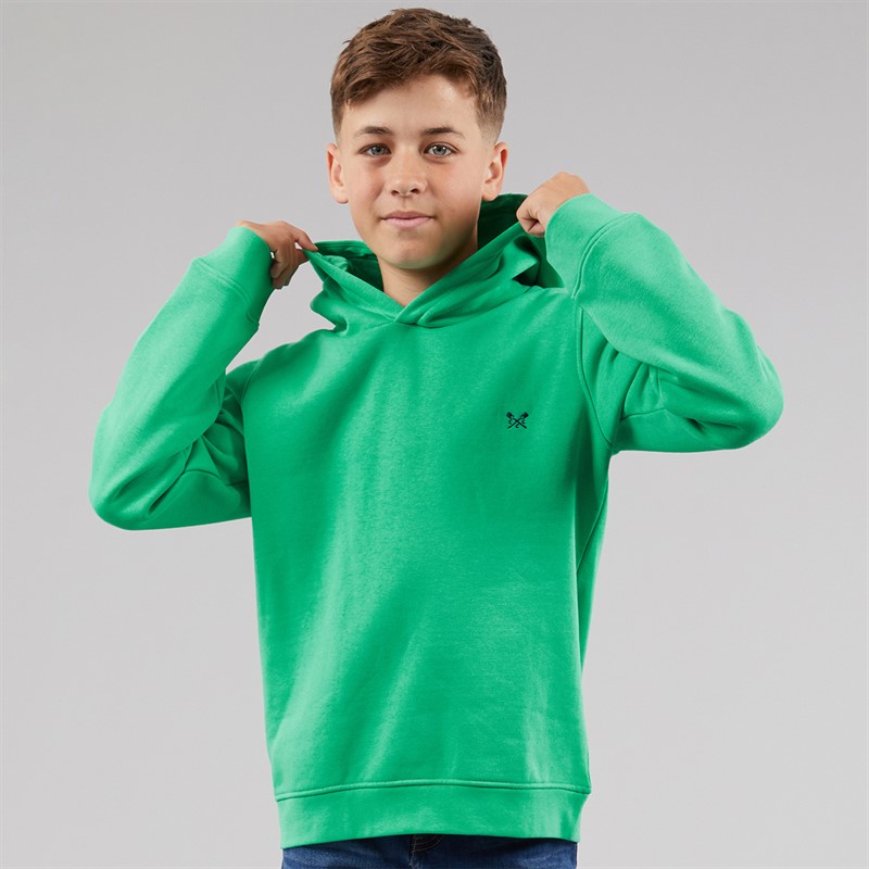Crew Clothing Boys Cross Oars Hoodie Bright Green Brightgreen