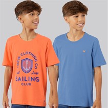 Crew Clothing Boys Two Pack T-Shirts Coral/Blue Coralblue