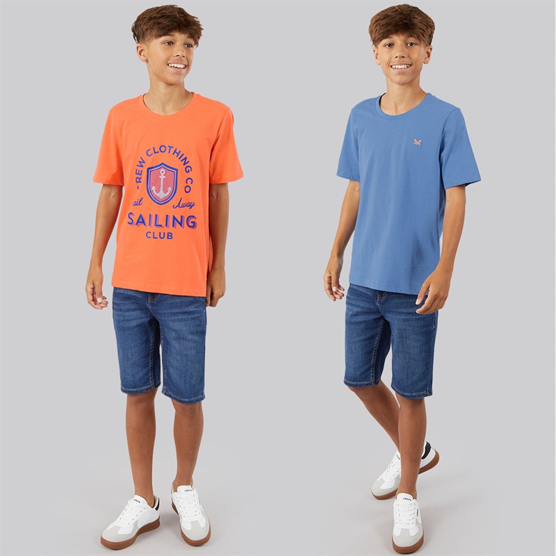 Crew Clothing Boys Two Pack T-Shirts Coral/Blue Coralblue