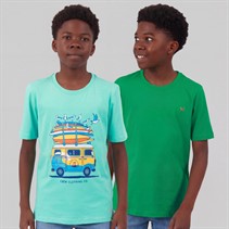 Crew Clothing Boys Two Pack T-Shirts Aqugrn