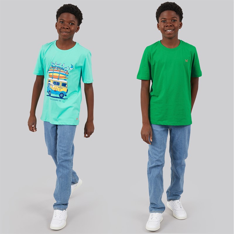 Crew Clothing Boys Two Pack T-Shirts Aqugrn