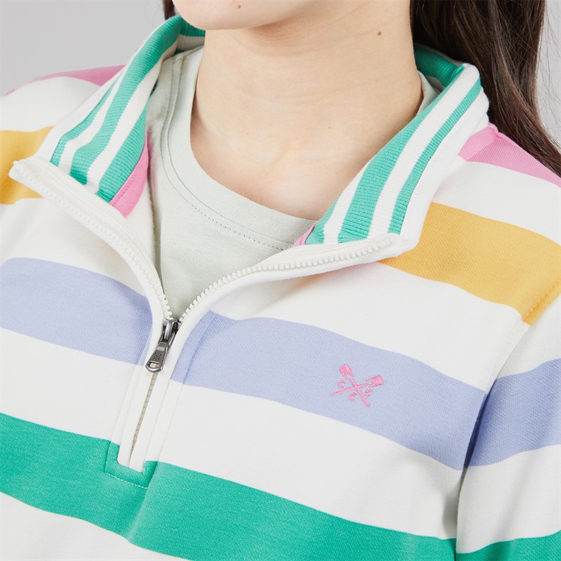 Crew Clothing Girls Half Zip Sweatshirt Rainbow