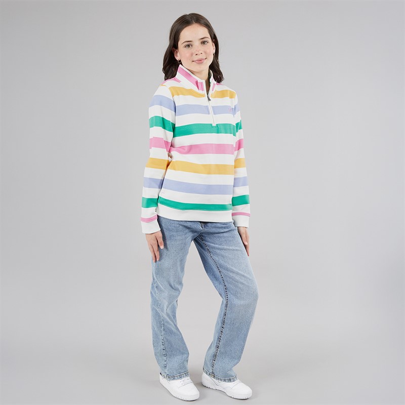 Crew Clothing Girls Half Zip Sweatshirt Rainbow