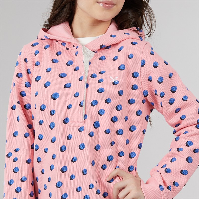 Crew Clothing Girls Padstow Half Zip Hoodie Pink Multi Pinkmulti