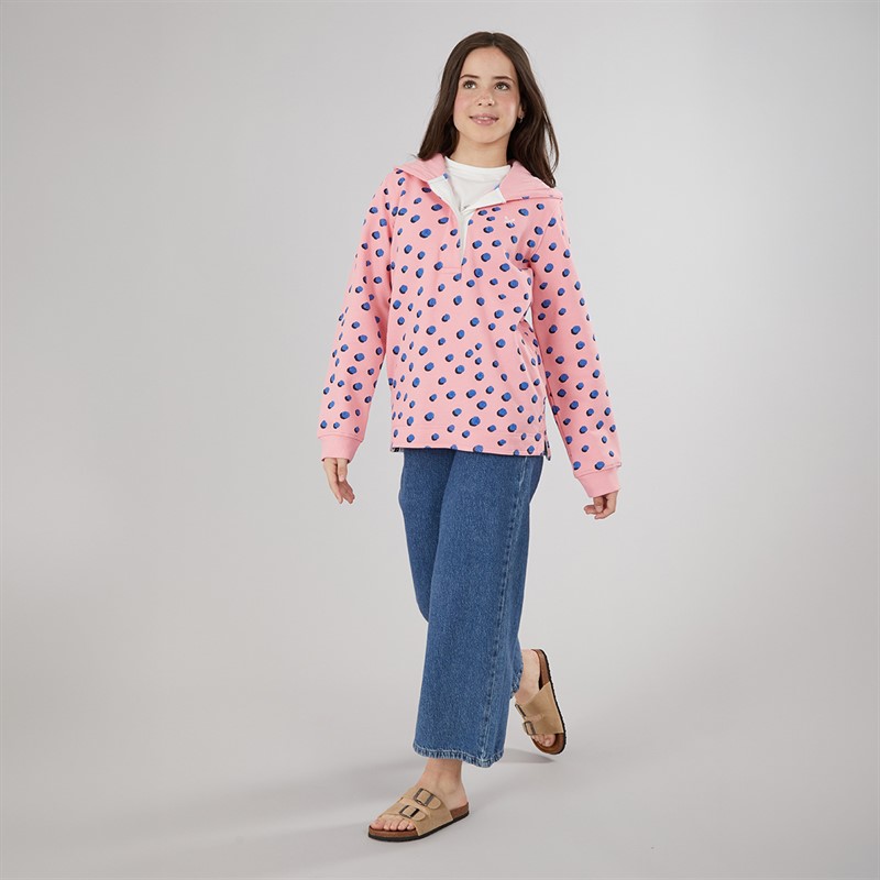 Crew Clothing Girls Padstow Half Zip Hoodie Pink Multi Pinkmulti