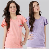 Crew Clothing Girls Two Pack T-Shirts Purple