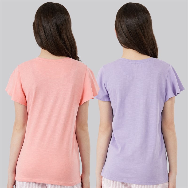 Crew Clothing Girls Two Pack T-Shirts Purple