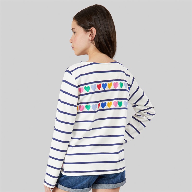 Crew Clothing Girls Brenton Long Sleeve T-Shirt Navy/White Navywhite