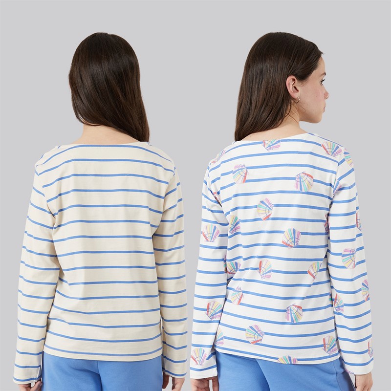 Crew Clothing Girls Two Pack Long Sleeve T-Shirts White/Multi Whitemult
