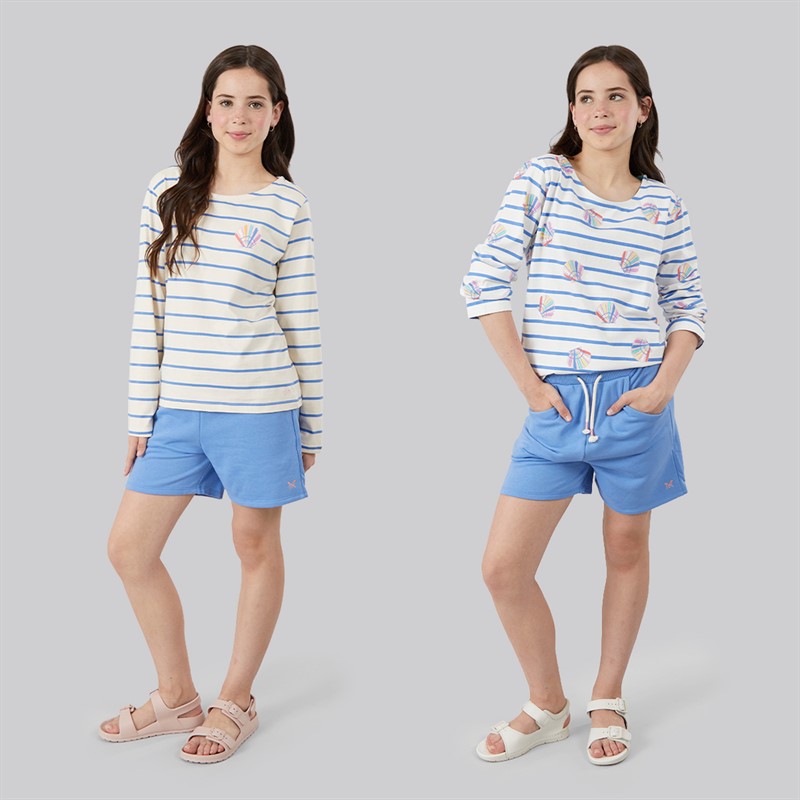 Crew Clothing Girls Two Pack Long Sleeve T-Shirts White/Multi Whitemult