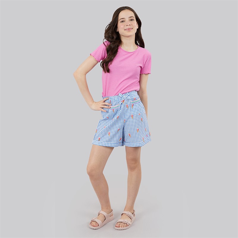 Crew Clothing Girls Paperbag Shorts Blue