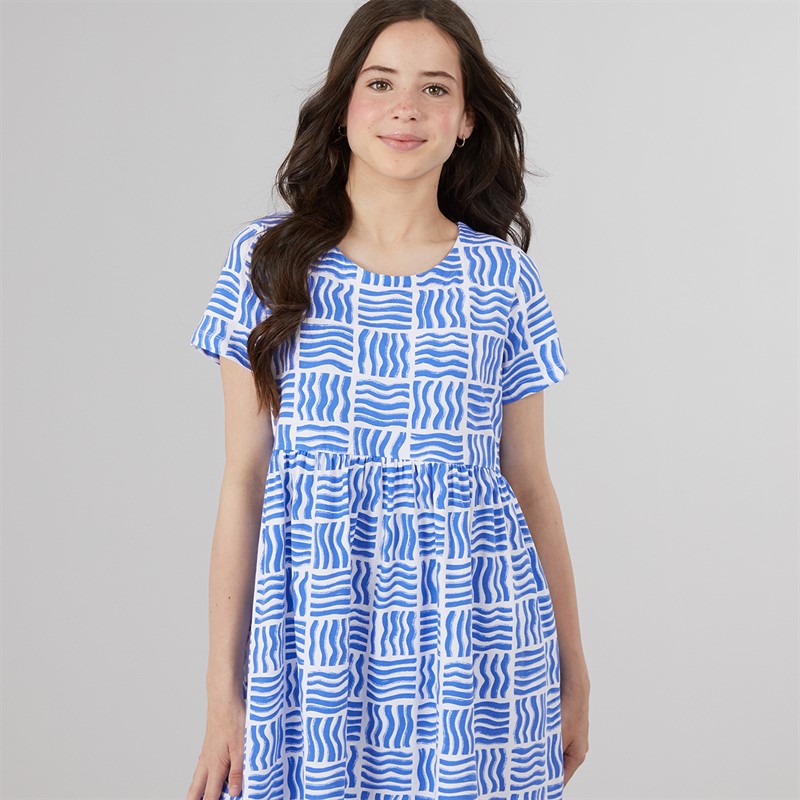 Crew Clothing Girls Everday Dress Blue Multi Bluemulti
