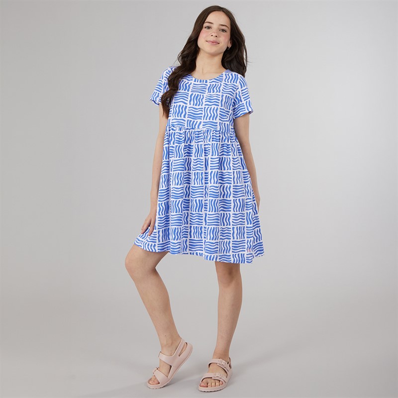 Crew Clothing Girls Everday Dress Blue Multi Bluemulti