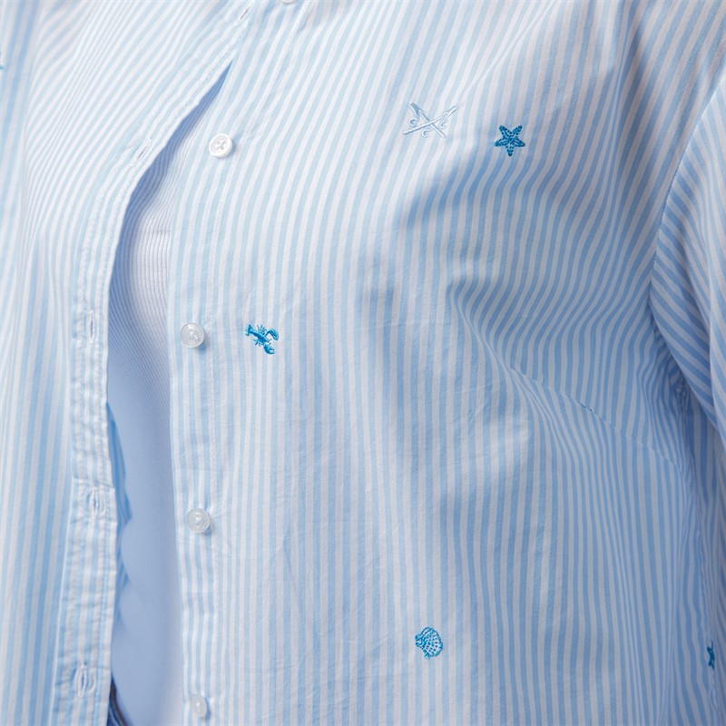 Crew Clothing Womens Relaxed Fit Shirt White Blue Shells