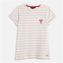 Crew Clothing Womens Crew Striped Lobster Heart T-Shirt White/Pink