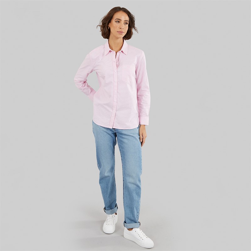 Crew Clothing Womens Crew Relaxed Fit Oxford Shirt Micro Gingham Pink