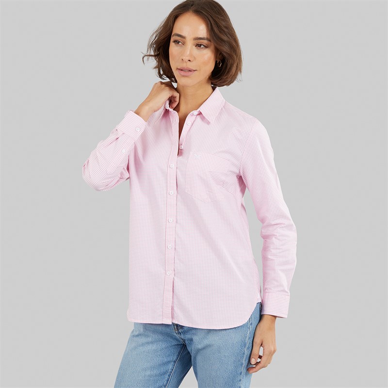 Crew Clothing Womens Crew Relaxed Fit Oxford Shirt Micro Gingham Pink