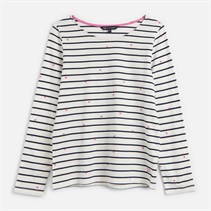 Crew Clothing Womens Crew Breton Stripe Heart Top White Linen Navy/Red