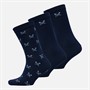 Crew Clothing Mens Three Pack Logo Crew Socks Navy