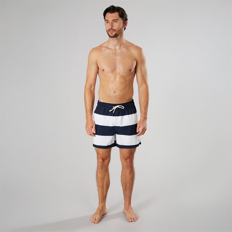 Crew Clothing Mens Heritage Stripe Swim Shorts Heritage Dark Navy/Ecru