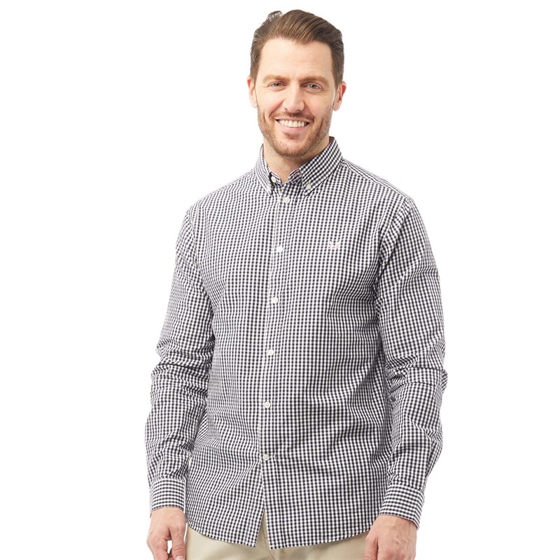 Crew Clothing Mens Classic Gingham Long Sleeve Shirt Navy