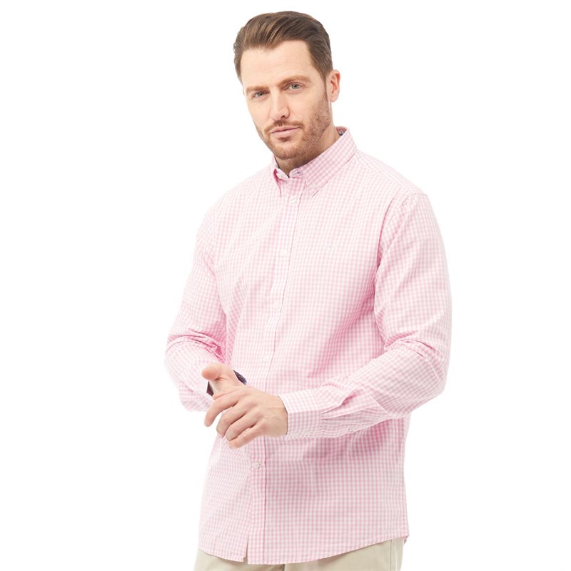 Crew Clothing Mens Classic Gingham Long Sleeve Shirt Classic Pink