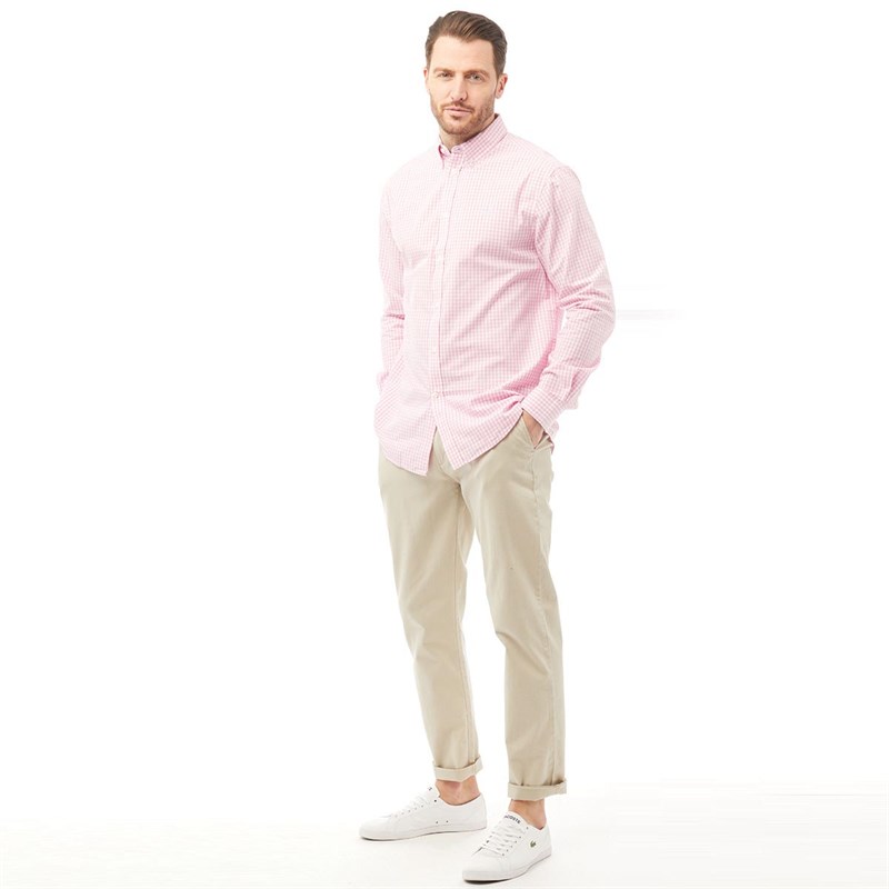 Crew Clothing Mens Classic Gingham Long Sleeve Shirt Classic Pink