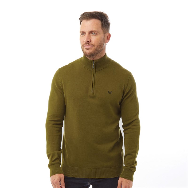 Crew Clothing Herrer Strik Olivengrøn