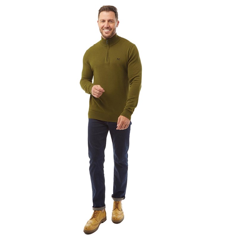 Crew Clothing Herrer Strik Olivengrøn