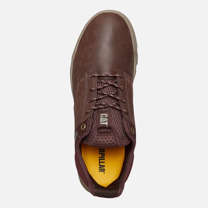 Caterpillar Mens Hex Lite Leather Shoes Deep Mahogany Confidence