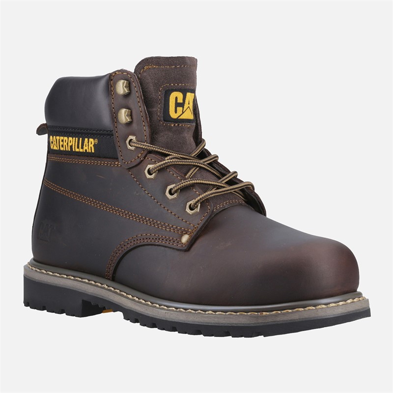 Caterpillar Mens Powerplant SB Safety Boots Brown Waxy Leather