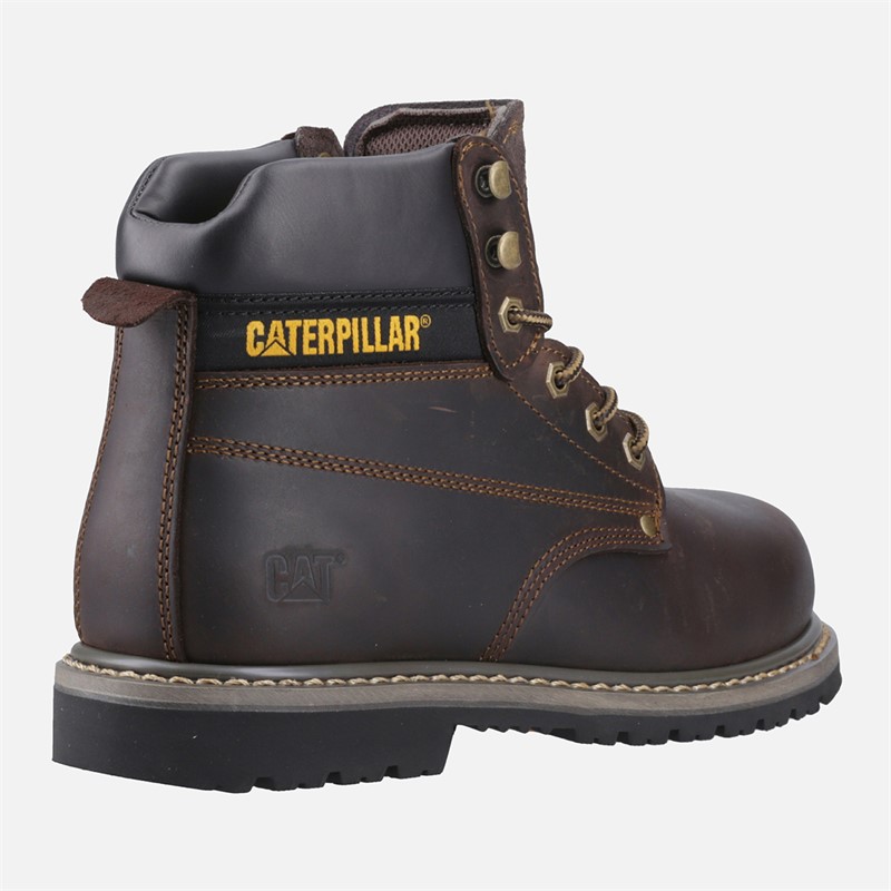Caterpillar Mens Powerplant SB Safety Boots Brown Waxy Leather