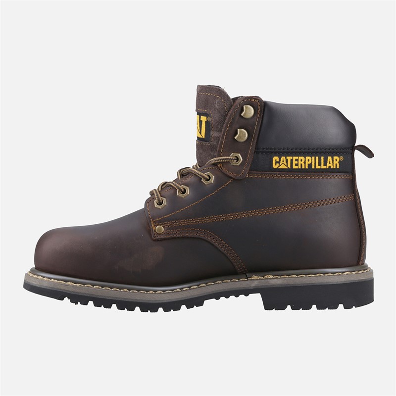 Caterpillar Mens Powerplant SB Safety Boots Brown Waxy Leather