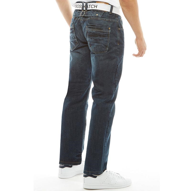 Buy Crosshatch Mens New Baltimore Straight Fit Jeans Midwash