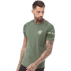 Crosshatch Heren Melly Camo Print T Shirt Kaki crosshatch kopen in de aanbieding