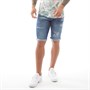 Crosshatch Mens Rayfell Rip Denim Shorts Mid Wash